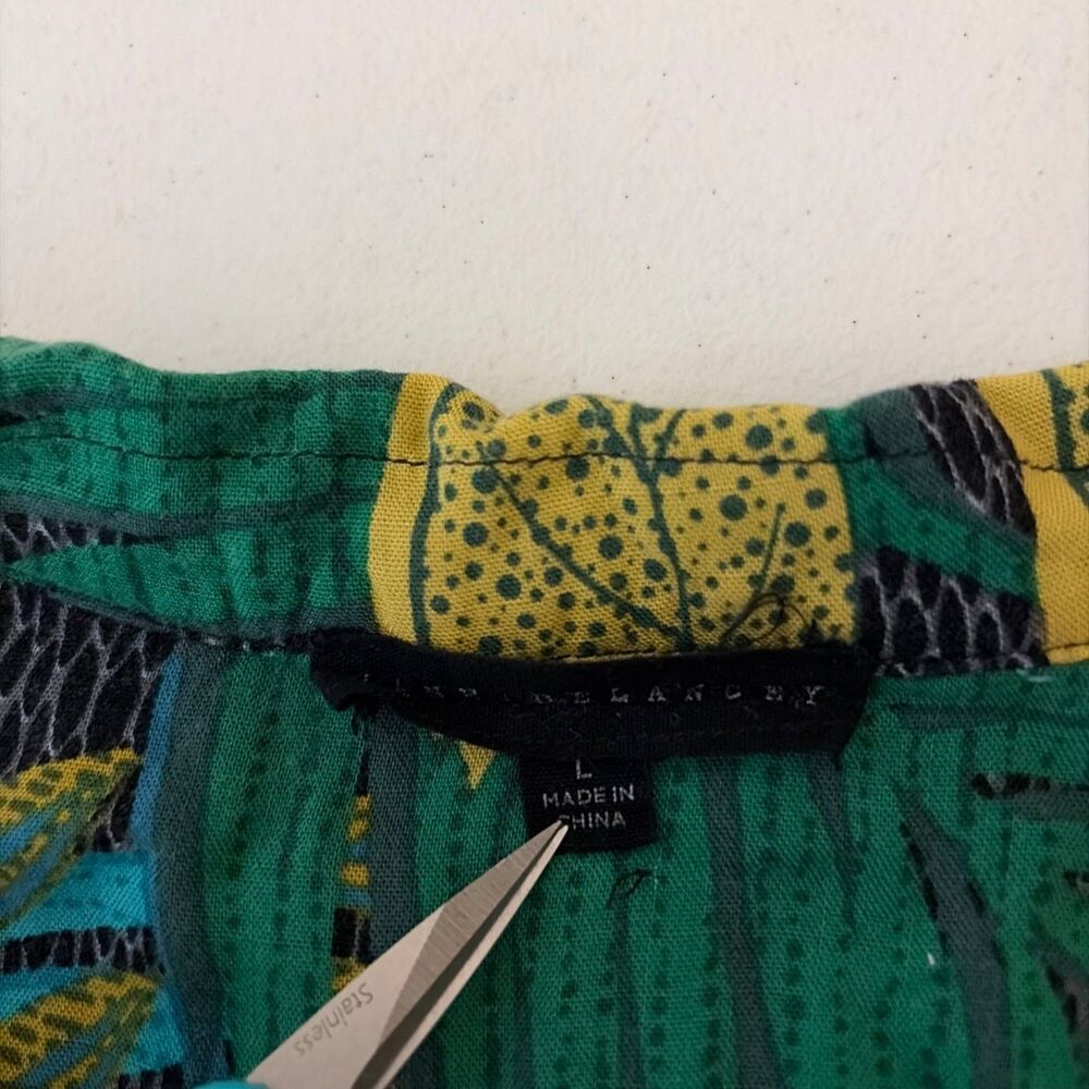 Jane & Delancey Shirt Women's Large Button Up Floral Collared Boho Green Top - Picture 6 of 8